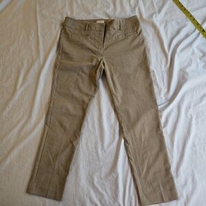 Van Heusen sz 8 low rise stretch checker woven cropped preppy tan pants